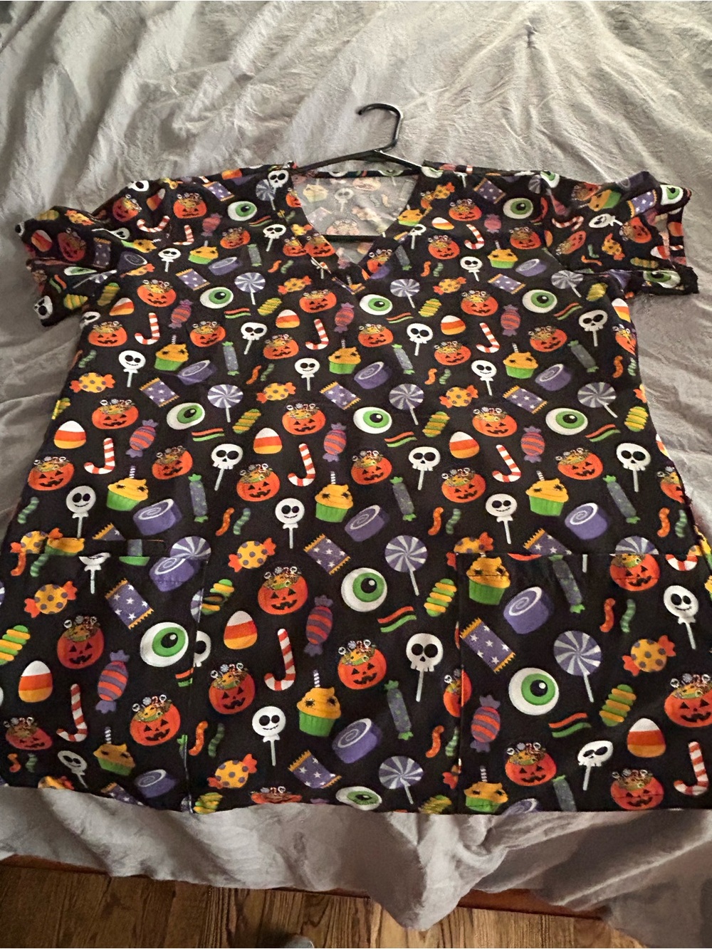 Large Halloween scrub Top